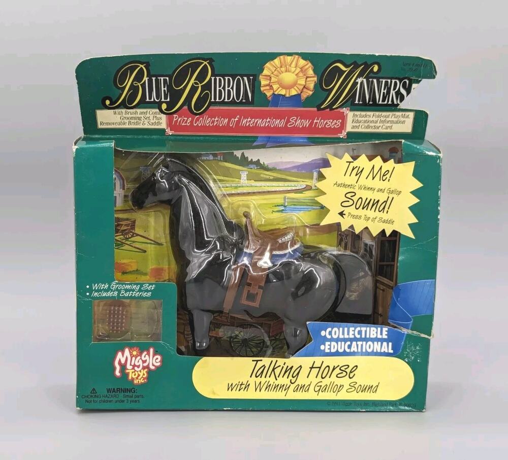 Vintage 1993 Miggle Toy Inc Blue Ribbon Winners Black Talking Horse Grooming Set